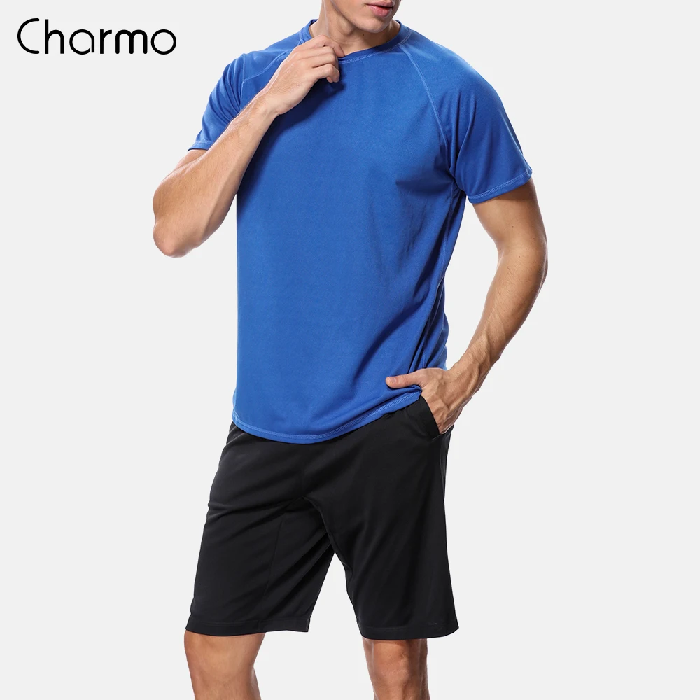 Charmo Men Rashguard Dry Fit Shirts Men Solid Color Shirt UV Protection