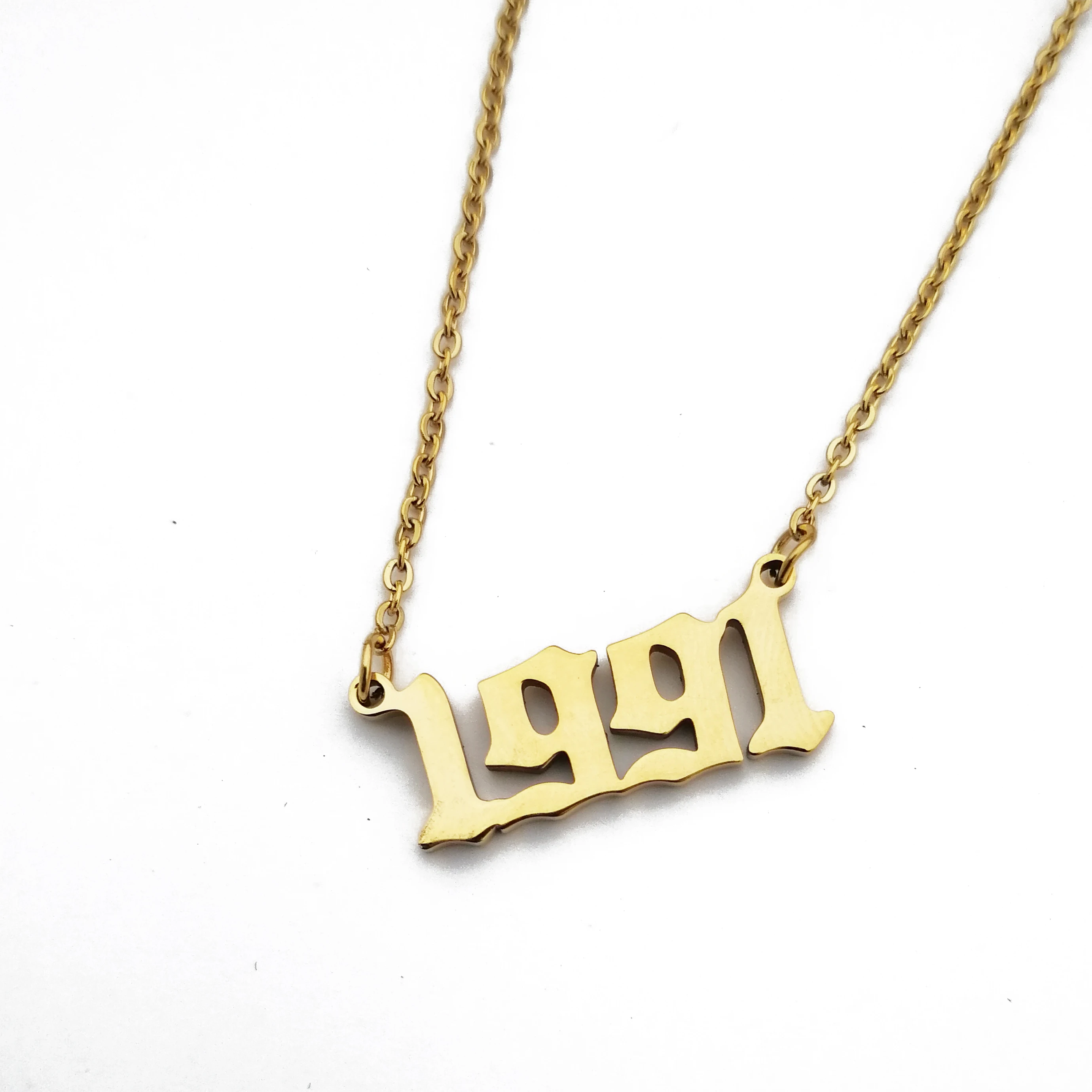 

Custom 1991 Special Year Pendants Necklaces Gold Personalized Four Number Necklace For Women Men Best Friends Boho Birthday Gift