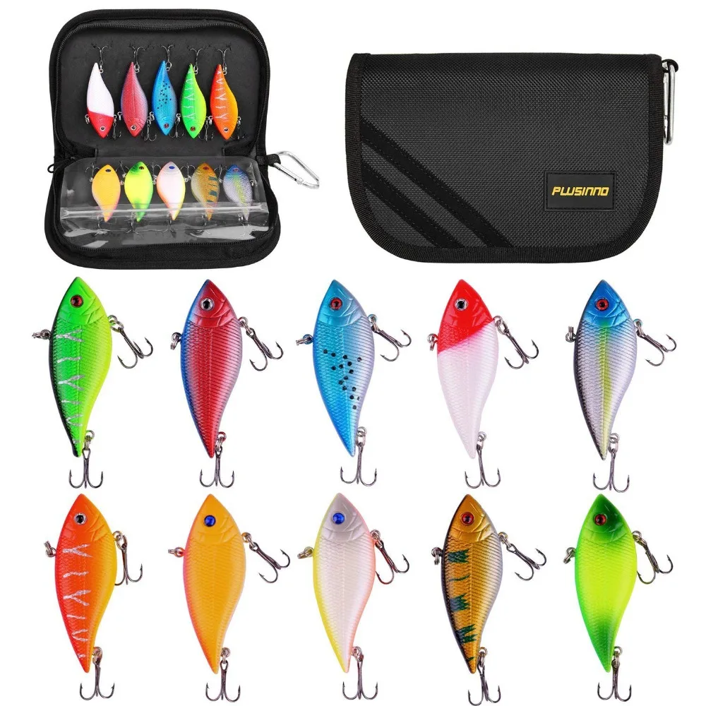 PLUSINNO 10 шт. рыболовные приманки Jerkbait Minnow Bass Crankbait Kit Topwater Popper приманка с тройным