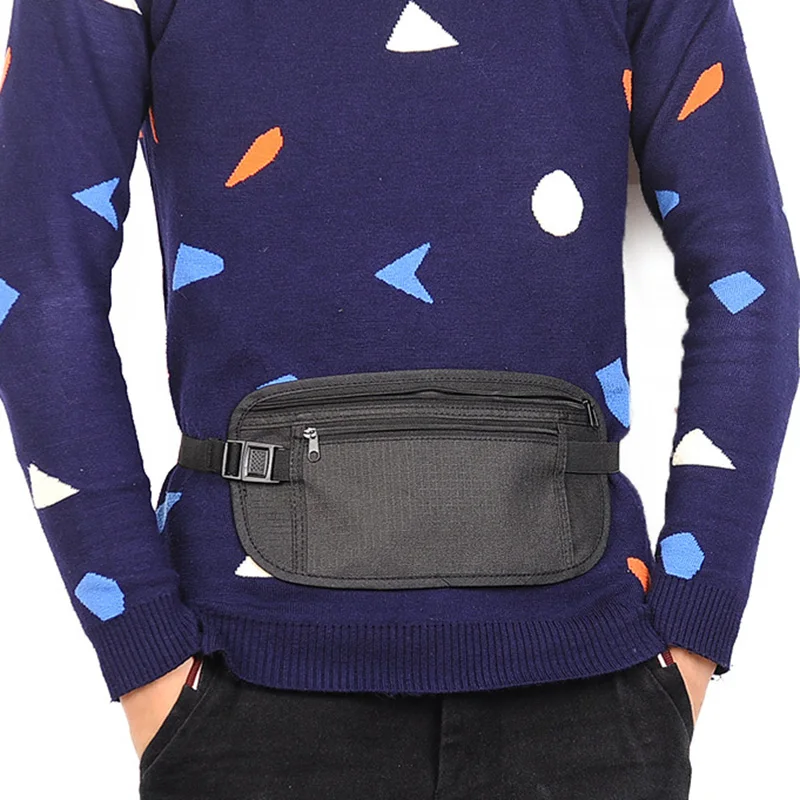 

Men Women Travel Polyester Pouch Zippered Waist Compact Security Money Waist Belt Bag 2018 New Waist Bag Hot Sale Mochila S502
