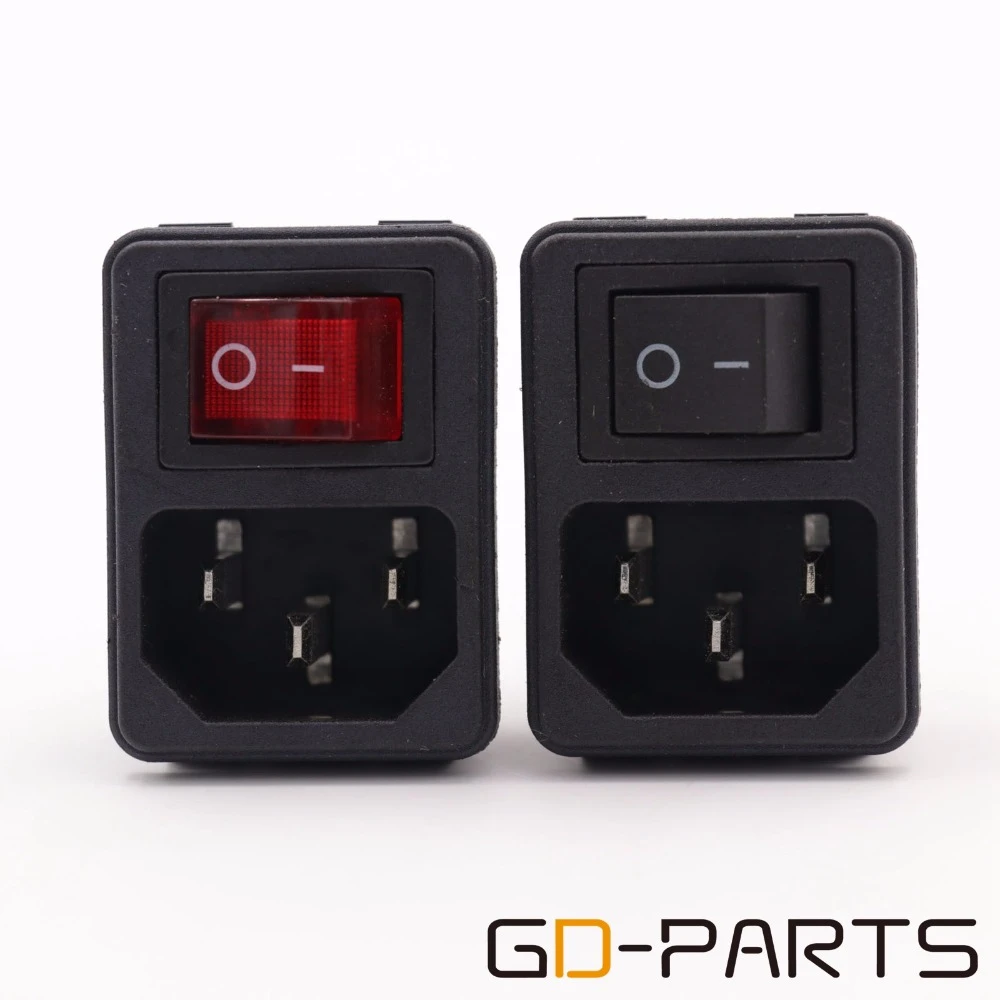 Electrical Equipment & Supplies AC Power Socket Connector With Fuse Holder Red Rocker Switch