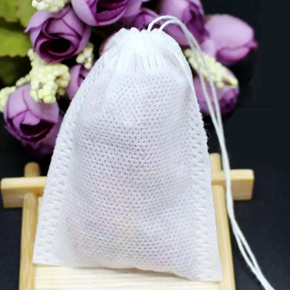 

100Pcs Ultra Thin Disposable No-woven Drawstring Tea Bag Mesh Filter Strainer New Arrival