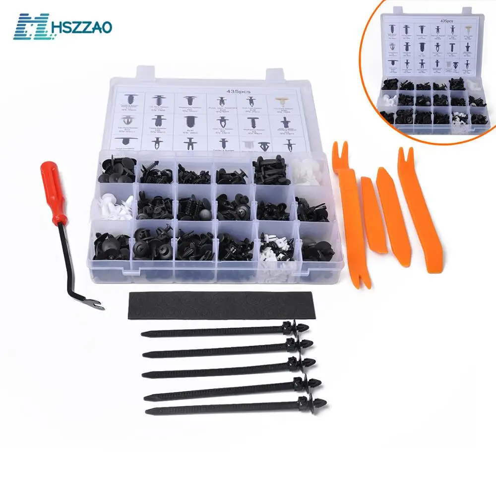 

435PC boxed buckle + door nail driver + disassembly tool - For: Ford / JEEP car door lining, bumper, snap door, snap clip Prod