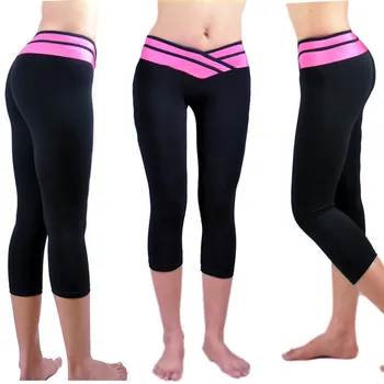 

Jogging Pant For Womens High Waist Leggings Sport Running Pants Athletic Workout Fitness Training Waistband Capri Leggings Pant