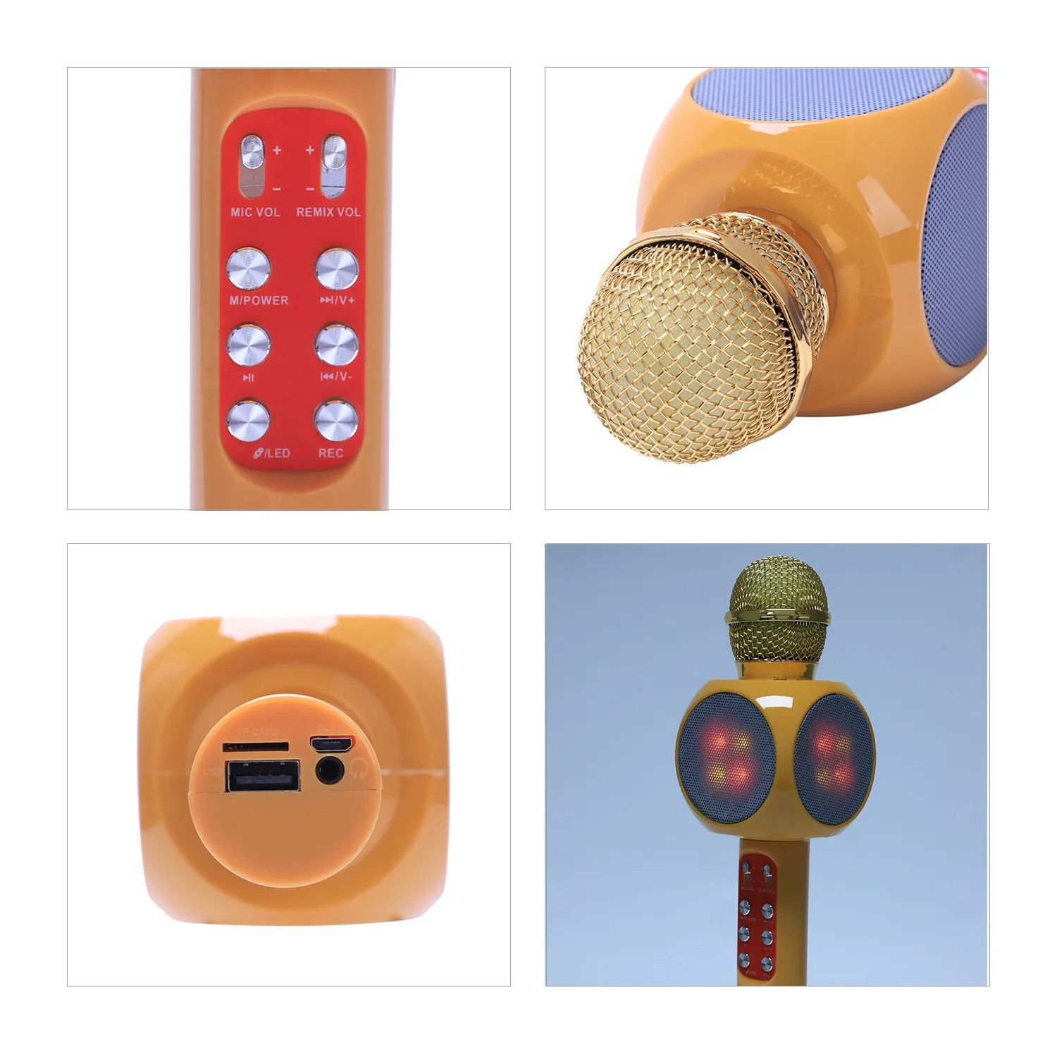 Беспроводной Bluetooth динамик KTV мини домашний Микрофон Модный светодиодный светильник-вспышка ручной микрофон для мобильного телефона музыка Pla