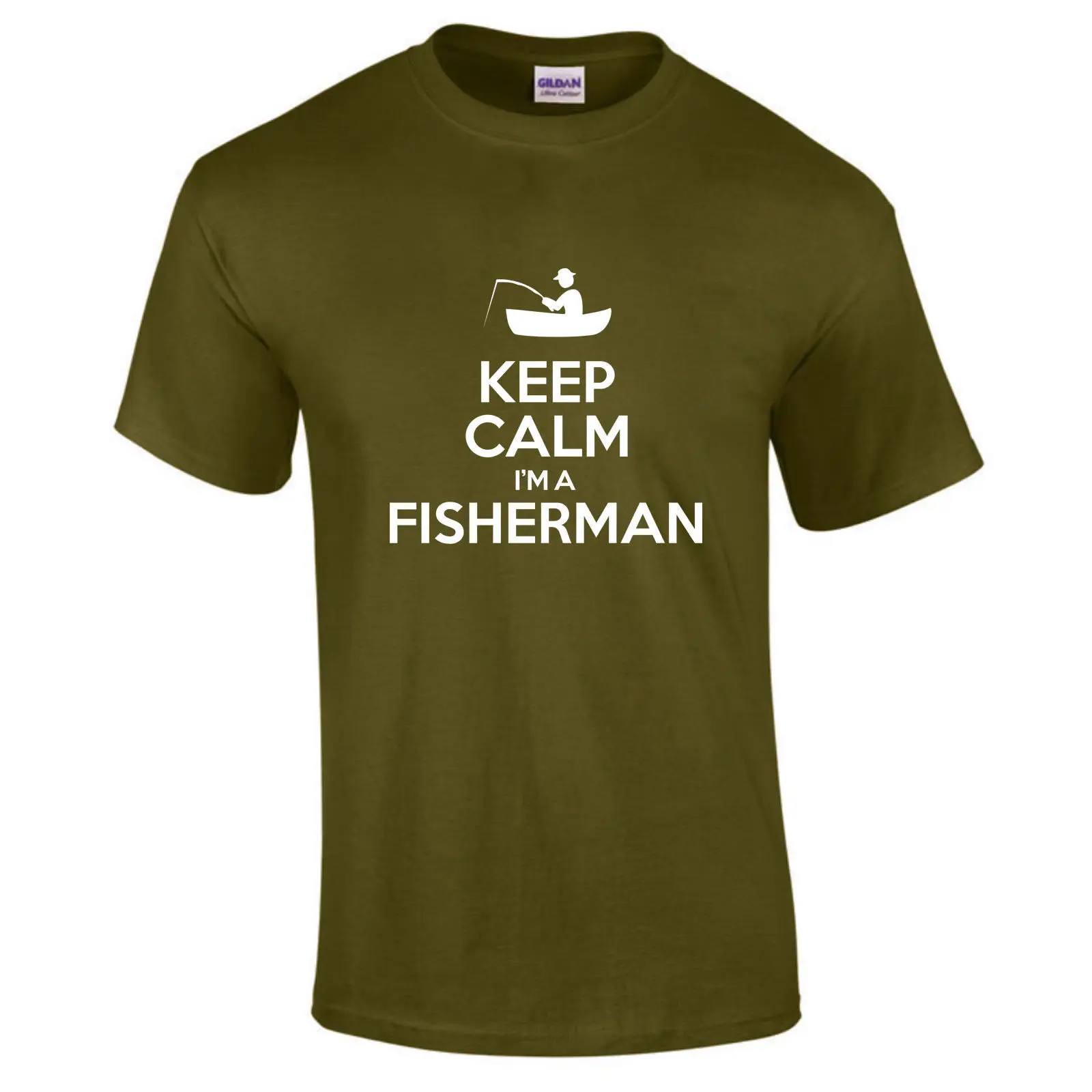 Забавная футболка с надписью Keep Calm I'm A Fisherman Hobby Angling сделано в Великобритании