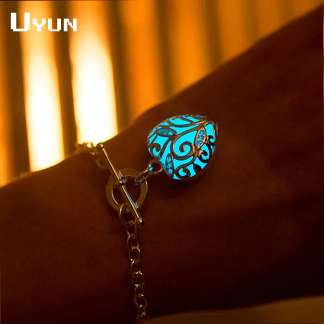 Steampunk Pretty Magical Hollow Heart Shape Glow Bracelet In Steampunk Pretty Magical Hollow Heart Shape Glow Bracelet In The Dark Bracelets For Women Glowing