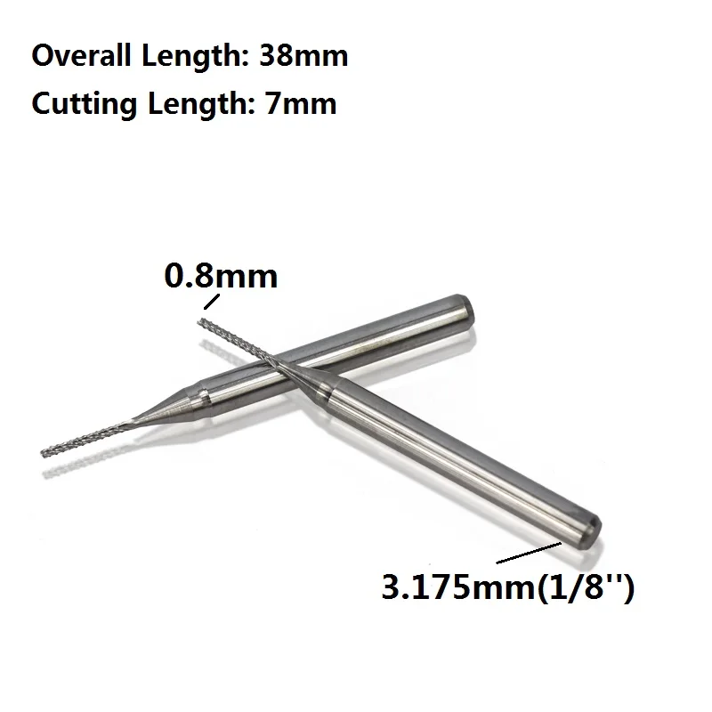 0,8 мм, 0,9 мм, 1,0 мм, 1,1 мм, 1,2 мм, Вольфрамовая сталь, карбид, Концевая фреза, гравировальные биты, фреза с ЧПУ, фреза для печатных плат