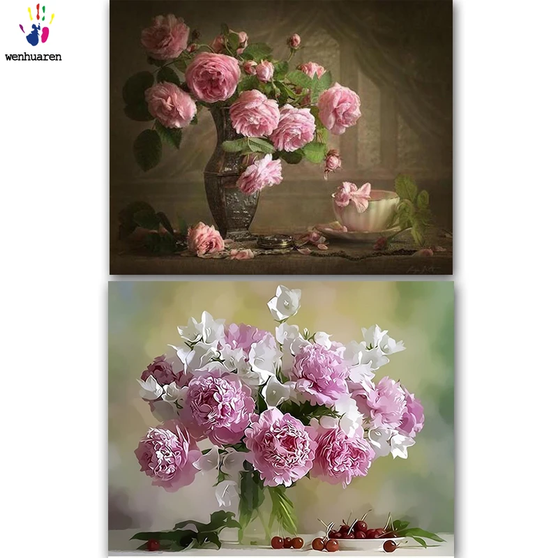 

DIY colorings pictures by numbers with colorsPink rose picture drawing painting by numbers framed Home