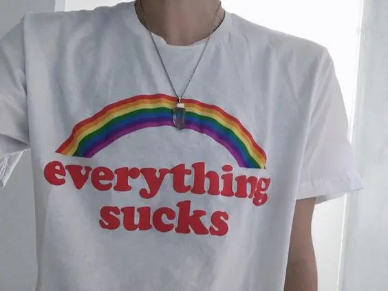 

kuakuayu HJN Short Sleeve T Shirt Promotion Everything Sucks Unisex T-shirt Slogan Ironic Quote Funny Tee