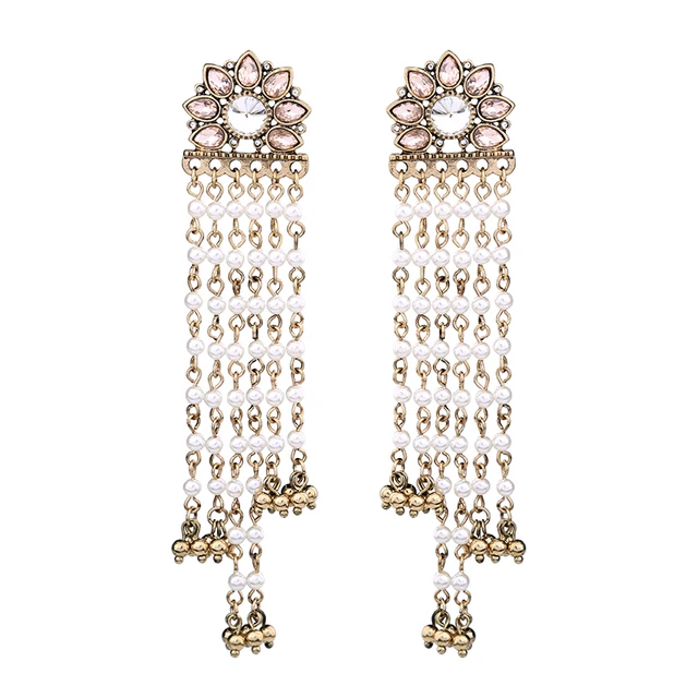 Party Trendy Crystal Flower Chandelier Earrings 2017 Long Beads Party Trendy Crystal Flower Chandelier Earrings 2017 Long Beads Tel Large Ear Jewelry Women Bijoux