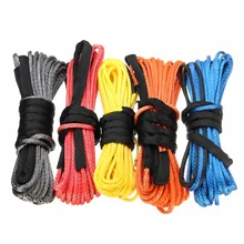 Cable de cabrestante de 15m, 5mm/5,5mm/6mm, cuerda de remolque sintética de línea de cuerda, 5500lbs/7000lbs/7700lbs para Jeep, ATV, UTV, SUV, 4X4, 4WD