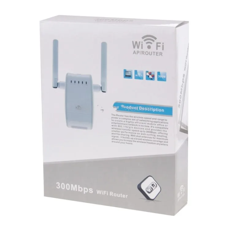 

Wireless Wifi Router Mini Router 300Mbps Dual Antenna 2.4Ghz Wi-fi Repeater Range Signal Expander 802.11 b/g/n Wifi Router (EU)