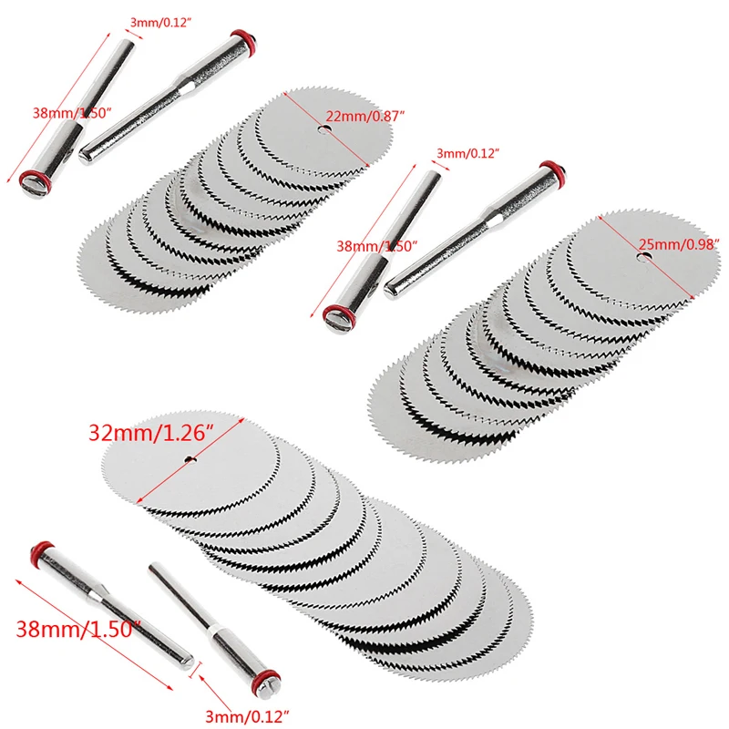 

10 x 25mm Wood Saw Blade Disc + 2 x Rod Dremel Rotary Cutting Tool