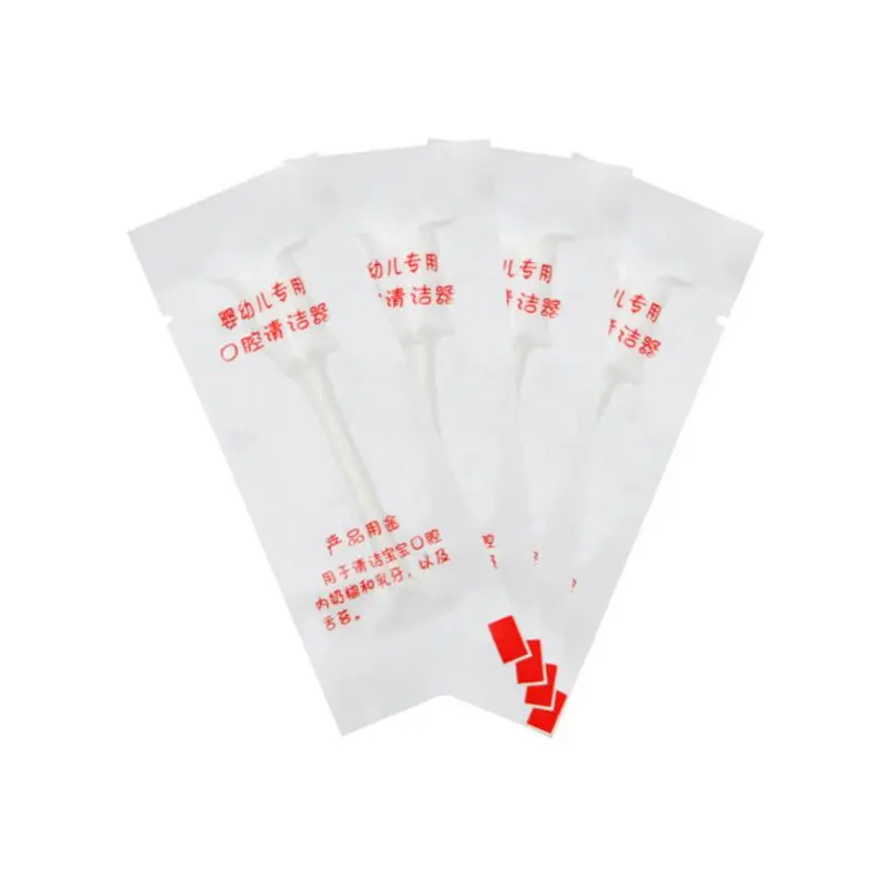 30Pcs Disposable Baby cotton buds Toothbrush Paper Rod Handle Tongue Cleaner Gauze Infant Oral Cleaning Stick