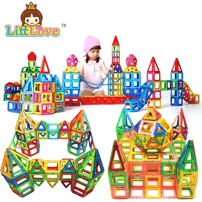 ФОТО 162 PCs Mini Castle Enlighten Educational Construction Magnetic Building Blocks Bricks Toys for Children