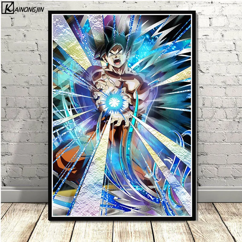 Dragon Ball Z плакат Wall Art супер Goku Ultra освоить Холст Плакаты с живописью и принты комнаты декорации Декор для дома - Цвет: 013