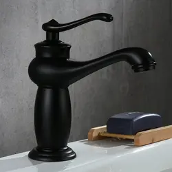 Смесители для умывальника классический американский черный медный Ванная раковина смеситель кран на бортике одинарная ручка умывальник