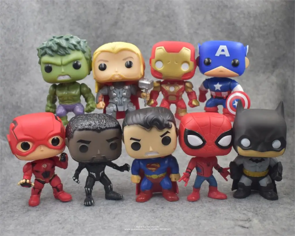 

League & Marvel Avengers 9pcs/set 10cm Iron Man Thor Hulk Action Figure Anime Mini Decoration PVC Collection Figurine Toy model