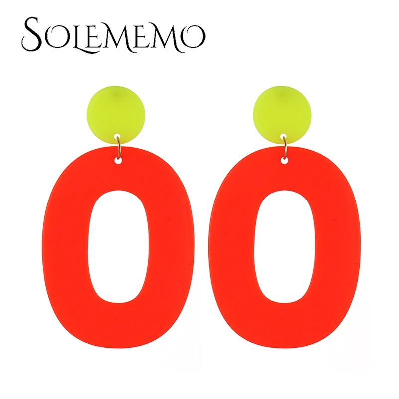 Женские флуоресцентные серьги solemo круглые неонового цвета вечерние ювелирные