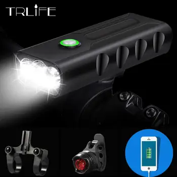 15000Lum 2/3*L2/T6 USB Rechargeable Built-In 5200mAh 3Modes Bicycle Light  Waterproof Headlight Bike Accessories With Taillight