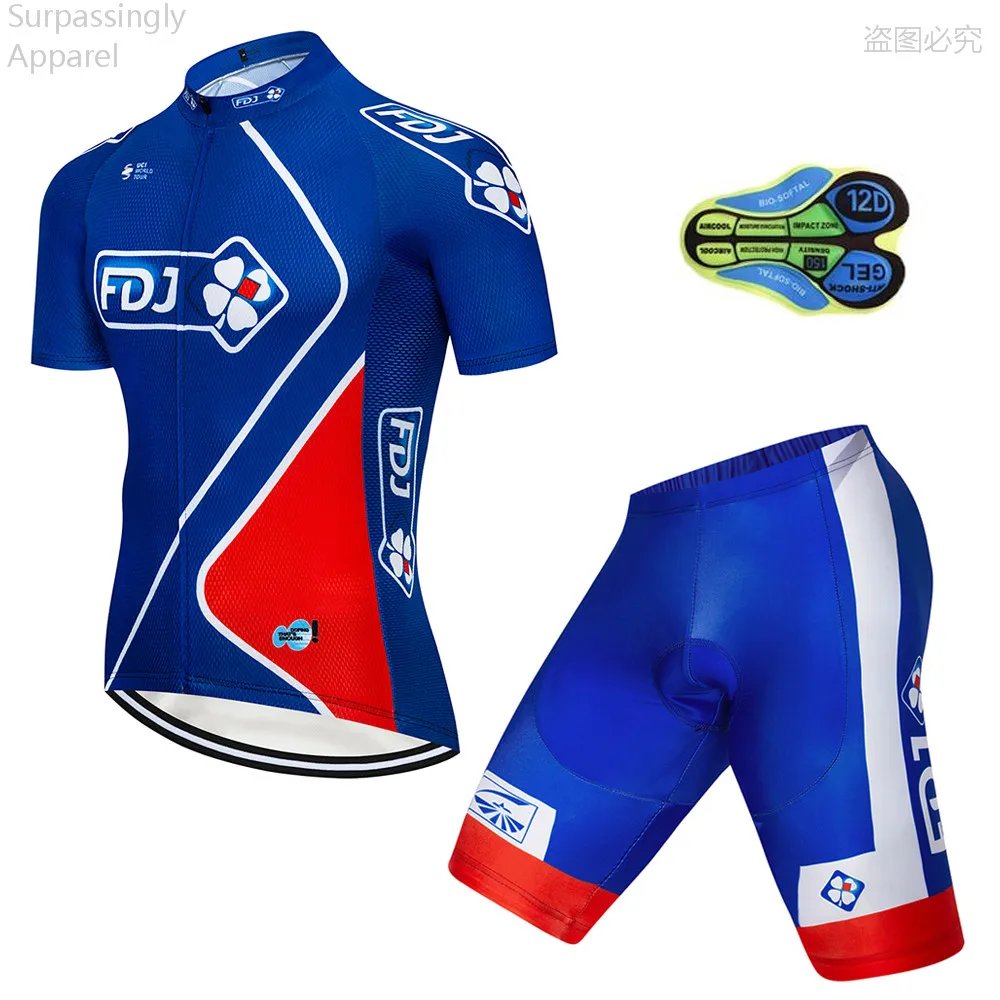 MTB Pro UCI Tour Team FDJ Велоспорт комплекты одежды велосипед Джерси Мужская велосипедная одежда летние велосипедные майки 16D набор велошорт