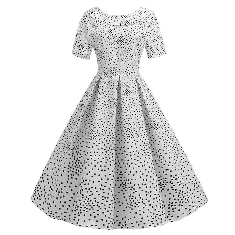 Женское винтажное платье с цветочным принтом, элегантное платье с коротким рукавом и круглым отложным воротником, повседневное летнее платье миди, вечерние платья