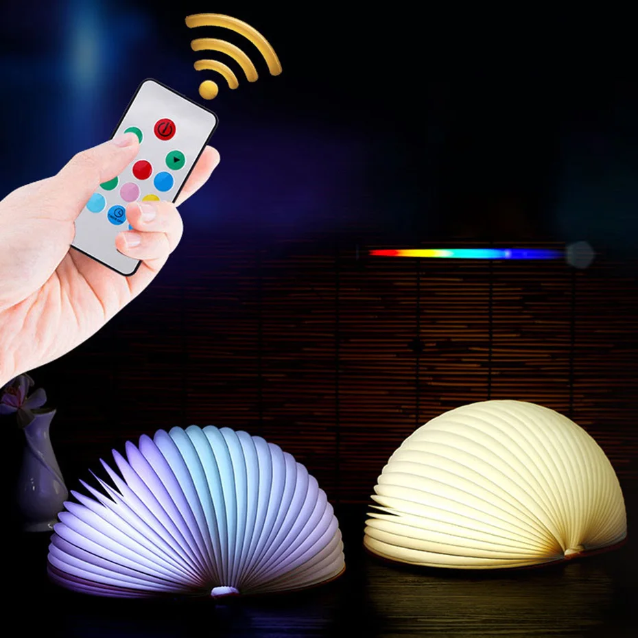 

LED color changing Remote control led book light portable rechargeable folding Book Light atmosphere lights bedside night light