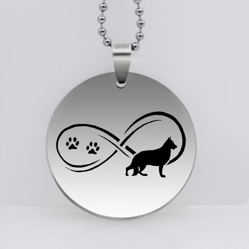 Stainless Steel Infinity Paw Print Pendant Necklace Fashion German Shepherd Dog Jewelry Gift for Women Drop Shipping YLQ6166 | Украшения и