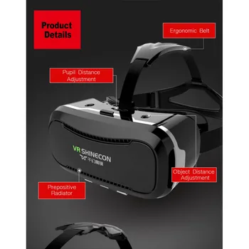VR Shinecon 2.0 2 II VR Casque Headset Video 3 D 3D Virtual Reality Glasses Goggles Smartphone Helmet Smart Google Cardboard 2
