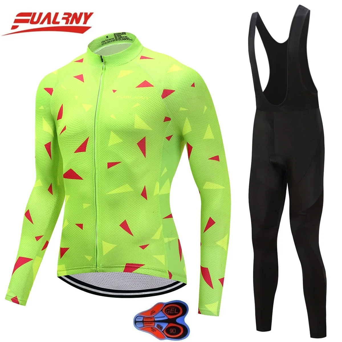 

2019 NEW Team FUALRNY Long sleeve Ropa Ciclismo Cycling Jersey sets 9D gel/Autumn Clothing/MTB Bike Clothes For Man Fluorescence