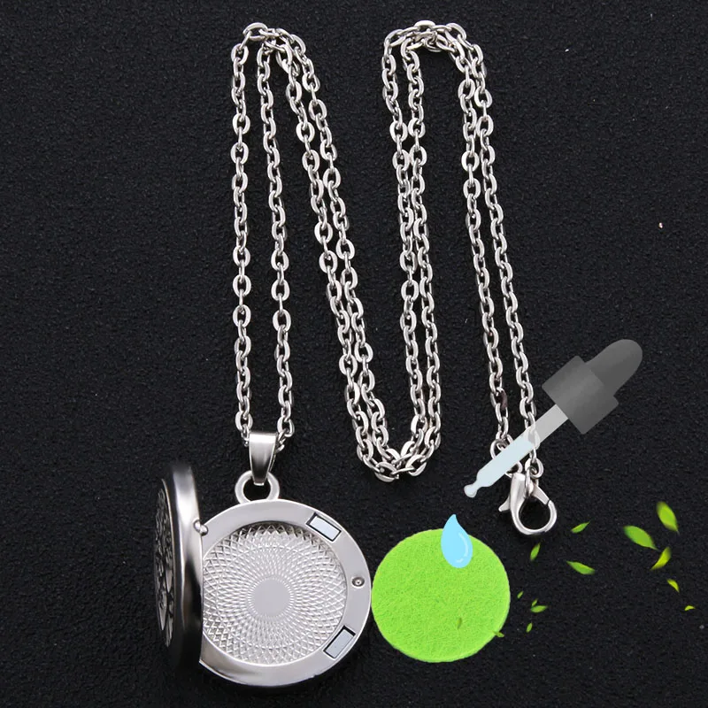 Beautiful Flower Aroma Box Pendant Necklace Magnetic Aromatherapy Essential Oil Diffuser Perfume Box Locket Pendant Jewelry 27mm
