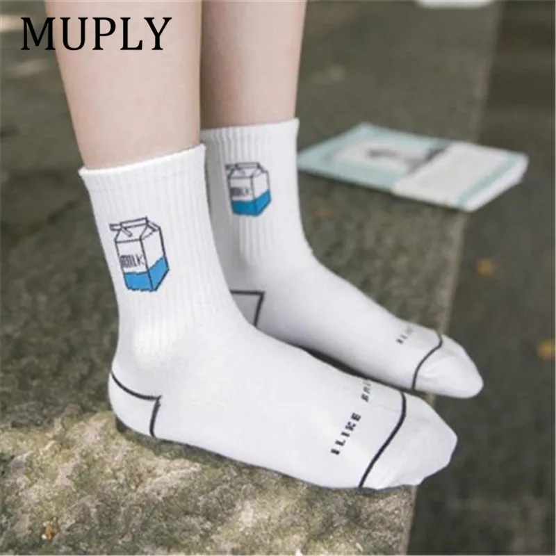 

Women's Harajuku Kawaii Milk Funny Dinosaur Rocket Cartoon Socks Cute Meias Novelty Chaussettes Femme Fantaisie Cotton Sock