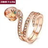 ZHOUYANG – bague en forme de serpent ZYR150, haute qualité, couleur or Rose, cristaux autrichien, tailles complètes ► Photo 2/6