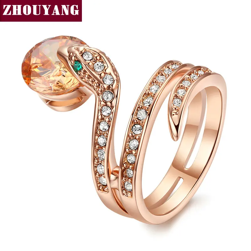 ZHOUYANG высшее качество ZYR150 змея показать бисер кольцо розовое золото Цветные