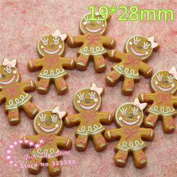 

Christmas brown The Gingerbread Man 19*28mm 50pcs/lot flat back cabochon crafts