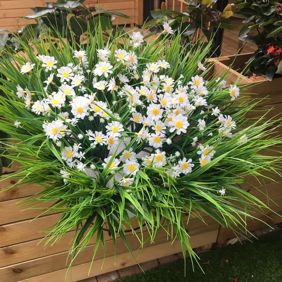 Daisy Artificial Flowers Outdoor UV Resistant Fake Plant Windowbox Greenery Plastic Bushes Indoor Wedding Balcony Decoration Daisy Artificial Flowers Outdoor UV Resistant Fake Plant Windowbox Greenery Plastic Bushes Indoor Wedding Balcony Decoration
