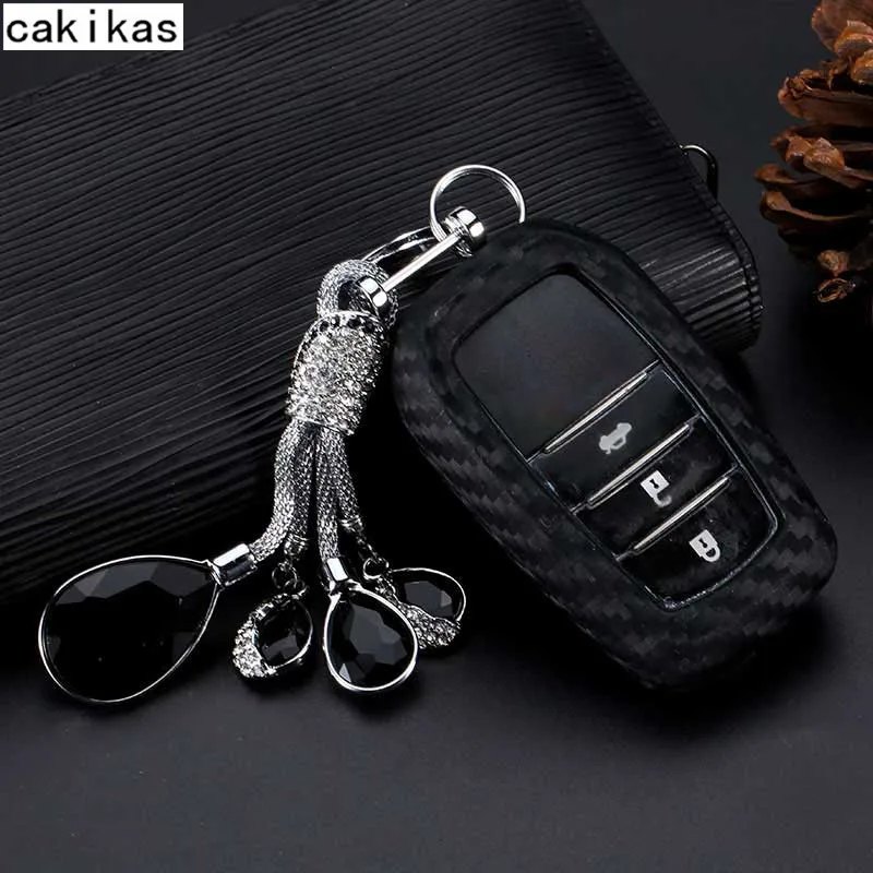 Силиконовый чехол брелок из углеродного волокна для Toyota Auris Camry Rav4 Corolla Prado Yaris enza