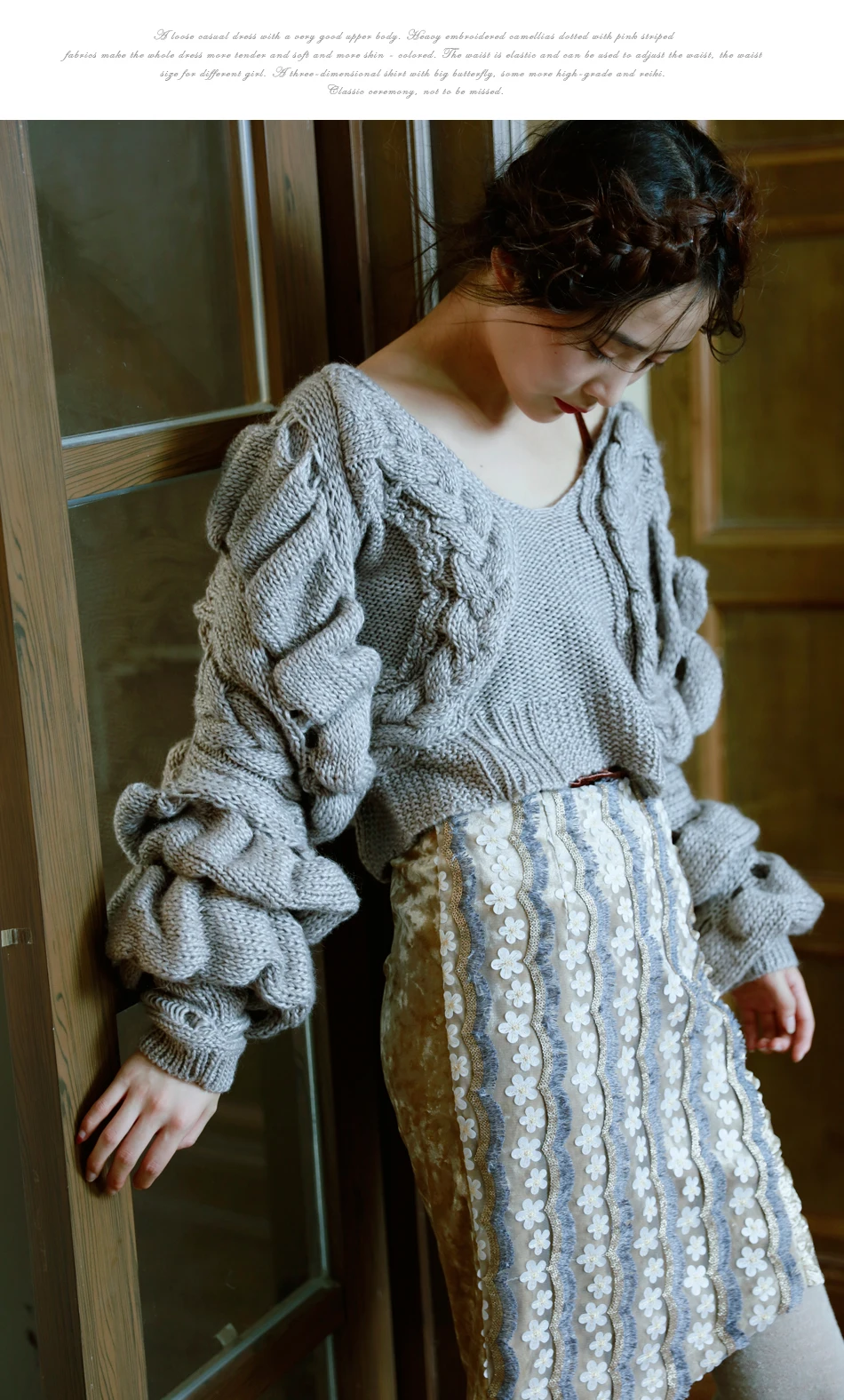 Линетт's chinoisery весна осень для женщин высокого качества Серый дизайн пуловер шерстяной свитер