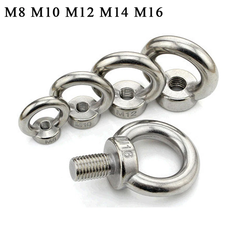 Silver M6 Marine Grade 304 Stainless Steel Lifting Eye Nuts M6 M8 M10-M22 Female Eye Bolts