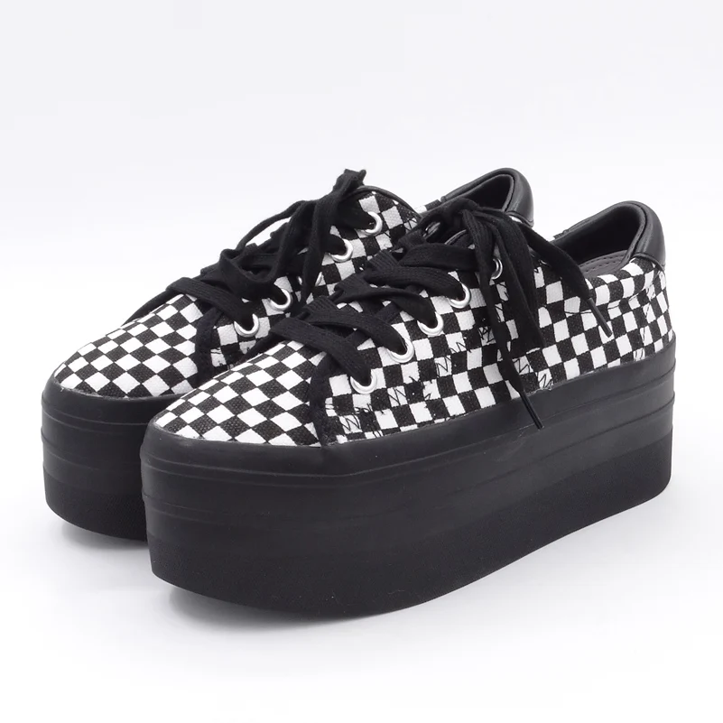 black Negros De Plataforma Para Cordones Zapatos 2019 Casuales Otoño Primavera Fondo White beige Mujeres Mujer Punk Las Lona Moda Plano Harajuku tvEHq