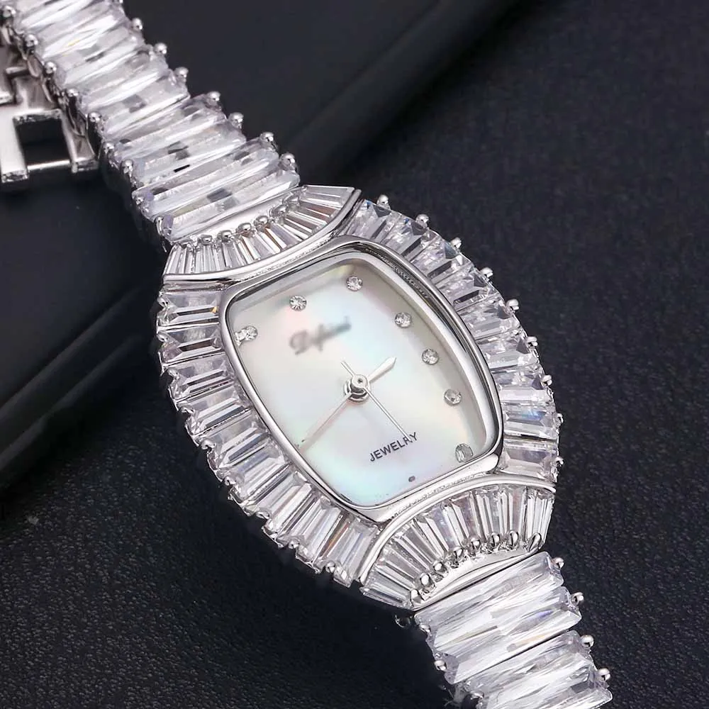 

Jankelly Good Qualtiy AAA Zircon Elements Leaf Austrian Crystal Bracelet Watch for Wedding Party Fashion Jewelry 2018 HOT