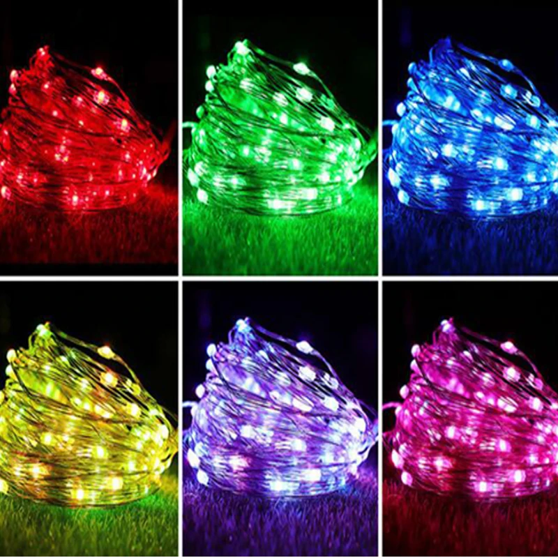 16 color changer garland Battery Powered LED String Lights with Remote Control Copper Wire curtain led Fairy Lights Christmas (4)
