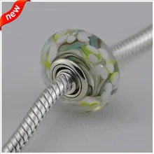 Подходит для Pandora цветок муранское стекло бусины с Смешанные Цвет Серебро талисманы