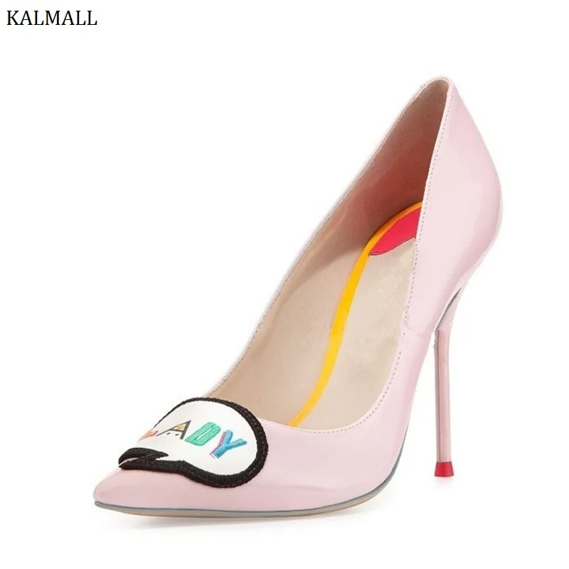 Туфли KALMALL женские из лакированной кожи заостренный носок высокий каблук шпилька