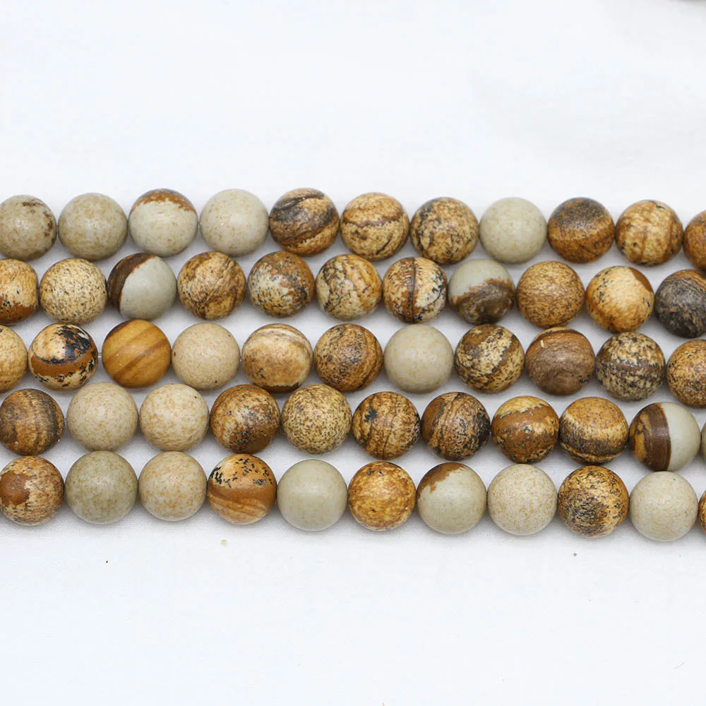 

1strand/lot 4/6/8/10/12mm Natural Stone Picture Jaspers Bead Round Loose Spacer Beads For Jewelry Making Findings DIY Bracelet
