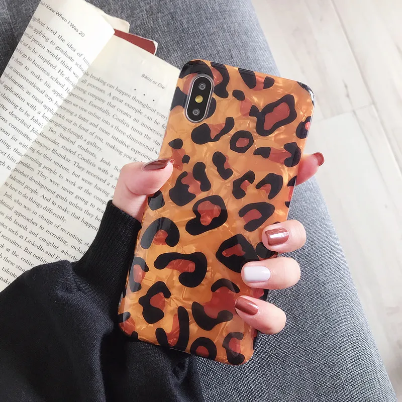 Fashion Shell Leopard Case for Iphone Xs Max XR Smooth 6 6S 7 8 Plus 6s X Anti-knock Soft Silicone Back Cover |