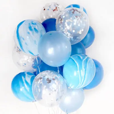 21 шт./лот конфетти шары синий мрамор шары из латекса дети с днем рождения украшения домашний декор комнаты Baby Shower Свадьба