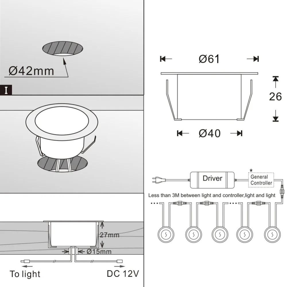 FVTLED 61mm Led Lights ogrodowa lampa dekoracyjna Yard oświetlenie drogi schodek LED basen Deck Rail podziemne światła