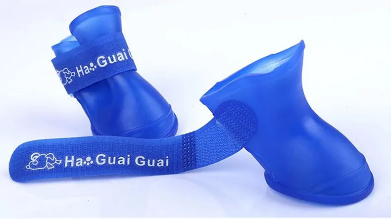 Fashion Waterproof Dog Shoes Solid Color Outdoor Rain Shoe For Dogs Pet Boots No Slip Anti Skid 4PCSSET Size S M L 5Colors 12010